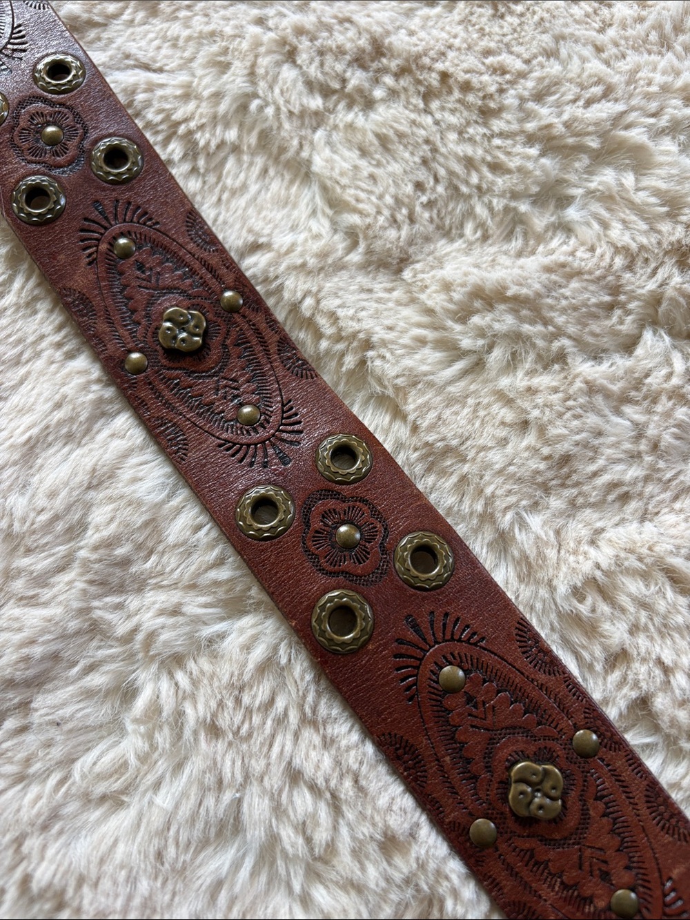Fossil tooled Classic Brown Leather Women's Belt - Picture 7 of 7
